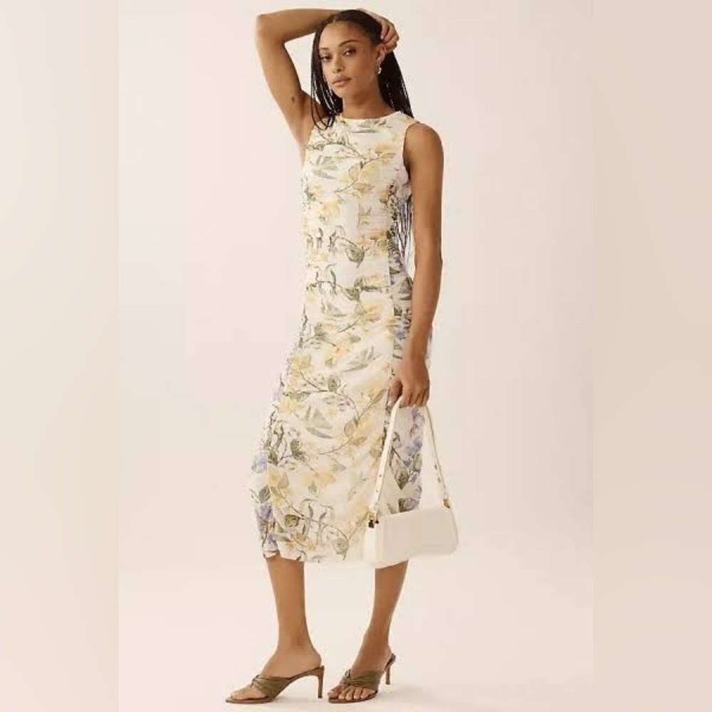 NWT! Farm Rio x AnthropologieHummingbird Garden Sleeveless Mesh Midi Dress 5️⃣